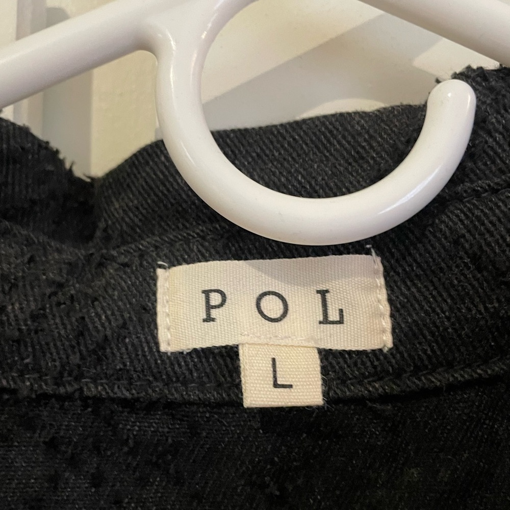 Pol Black Patchwork Long Shacket Large New - image 3